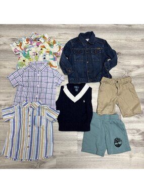 Clothes Lot Boys 3T 7pc Polo Tommy Bahama Hilfiger Shirt Shorts Spring Summer